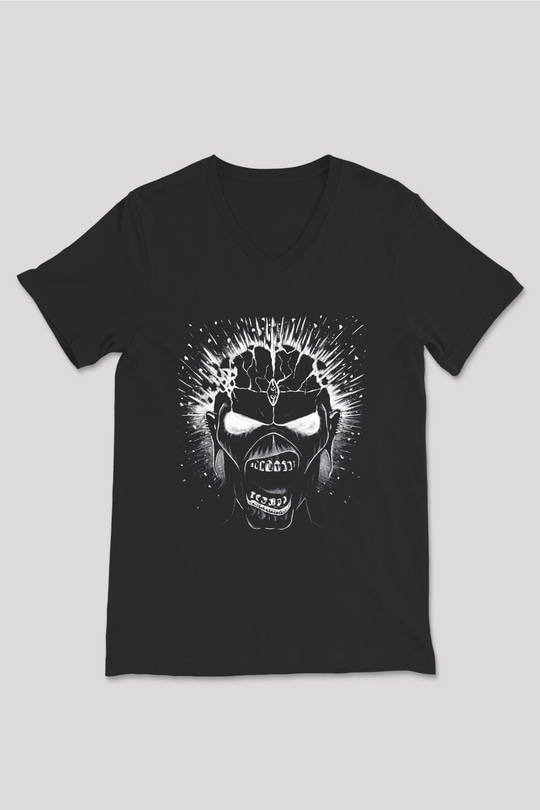 Iron Maiden Siyah Unisex V Yaka Tişört