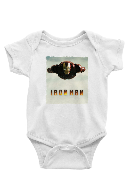 Iron Man Beyaz Bebek Body - Zıbın