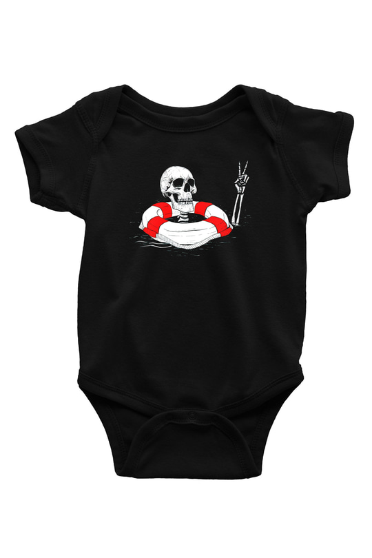 İskelet BaskılıSiyah  Bebek Body - Zıbın