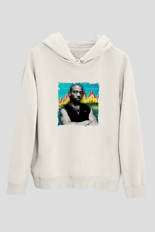 Ja Rule Baskılı Unisex Beyaz Kapüşonlu Sweatshirt