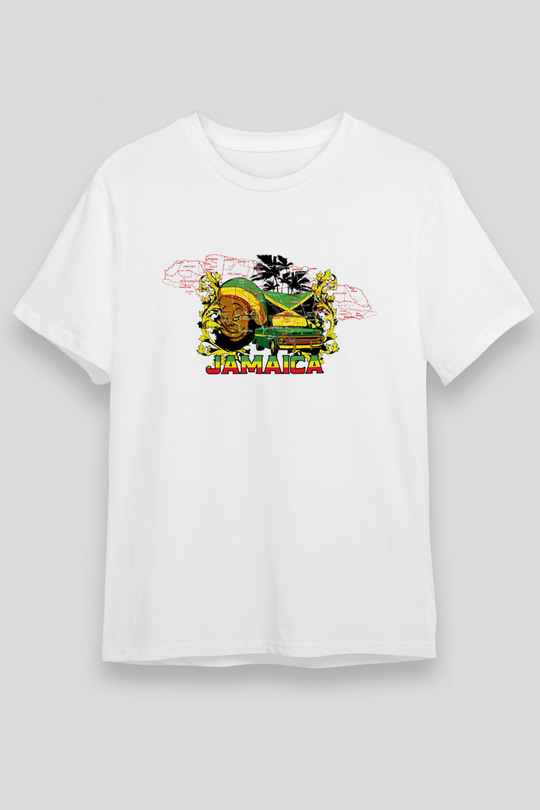 Jamaika Beyaz Unisex Tişört T-Shirt - TişörtFabrikası