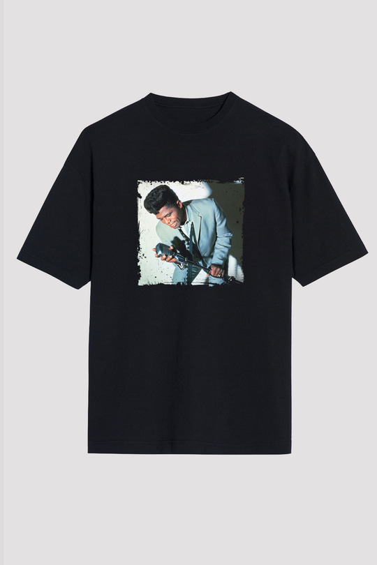 James Brown Baskılı Unisex Oversize Siyah Tişört
