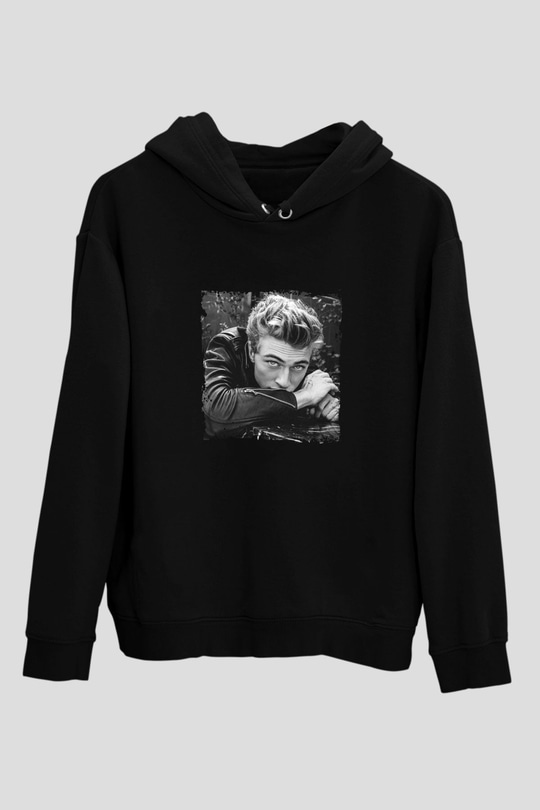 James Dean Baskılı Unisex Siyah Hoodie