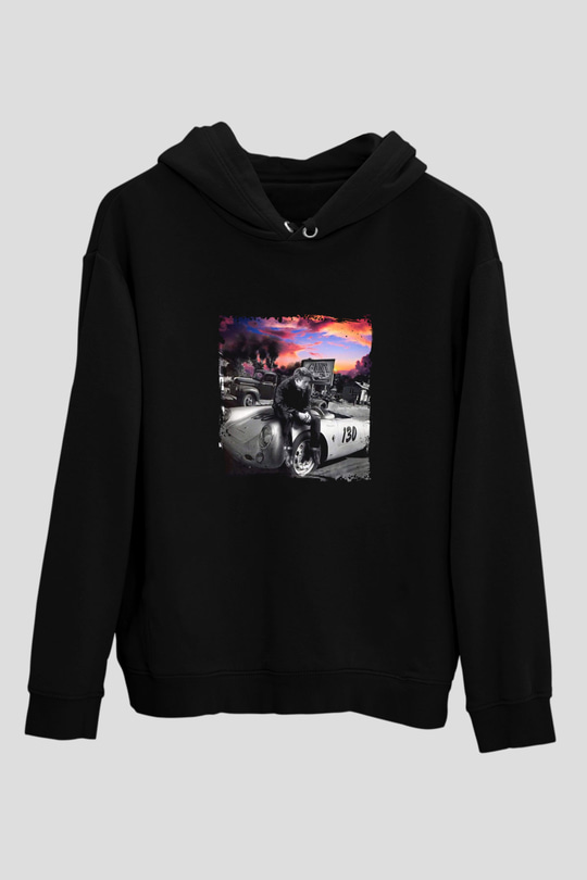 James Dean Baskılı Unisex Siyah Hoodie