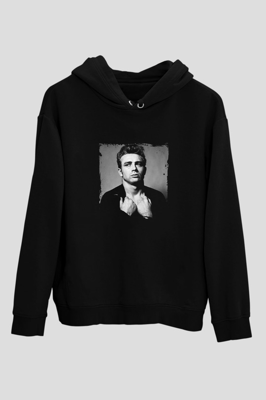 James Dean Baskılı Unisex Siyah Hoodie
