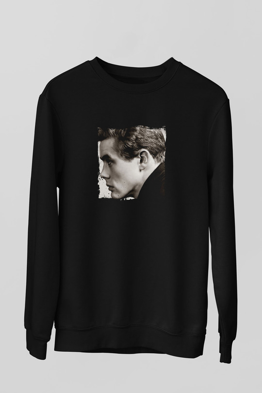 James Dean Baskılı Unisex Siyah Sweatshirt