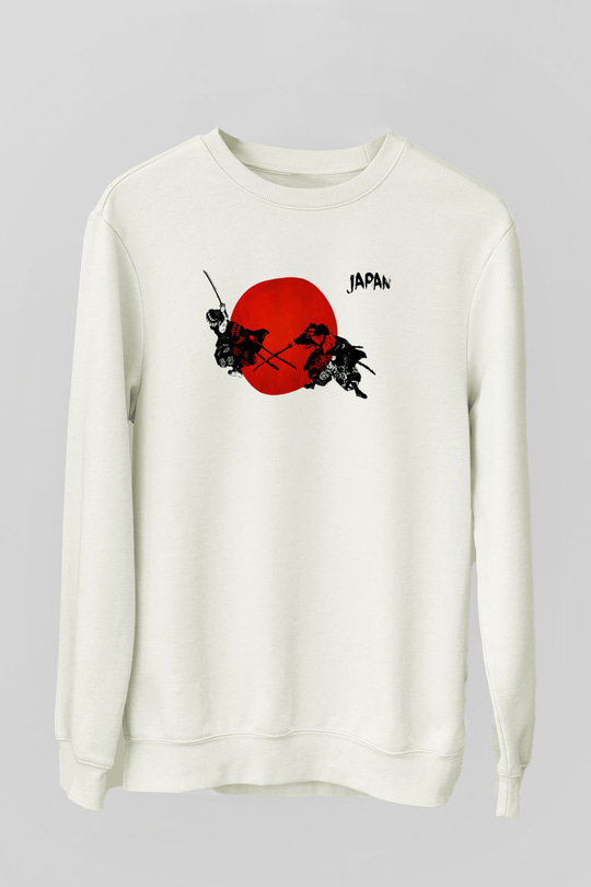 Japonya Beyaz Unisex Sweatshirt