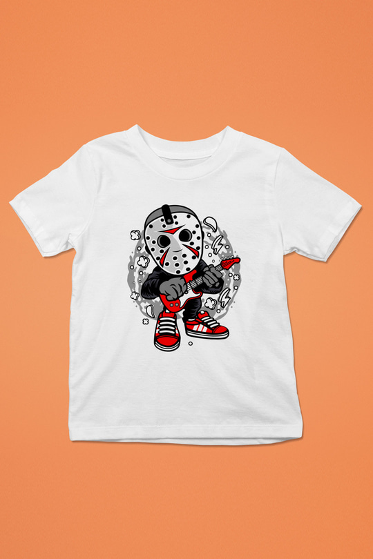Jason Rockstar Baskılı Unisex Beyaz Çocuk Tişört