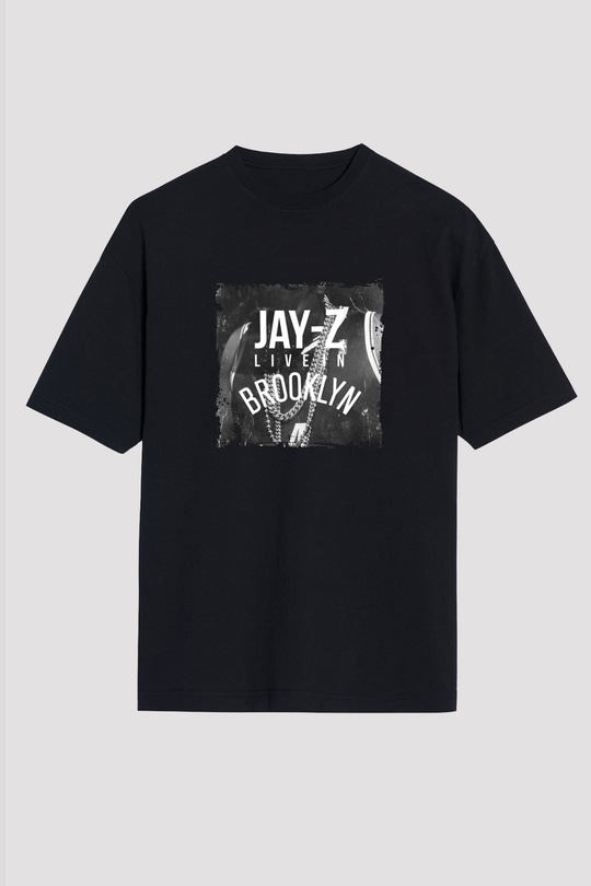 Jay-Z Baskılı Unisex Oversize Siyah Tişört
