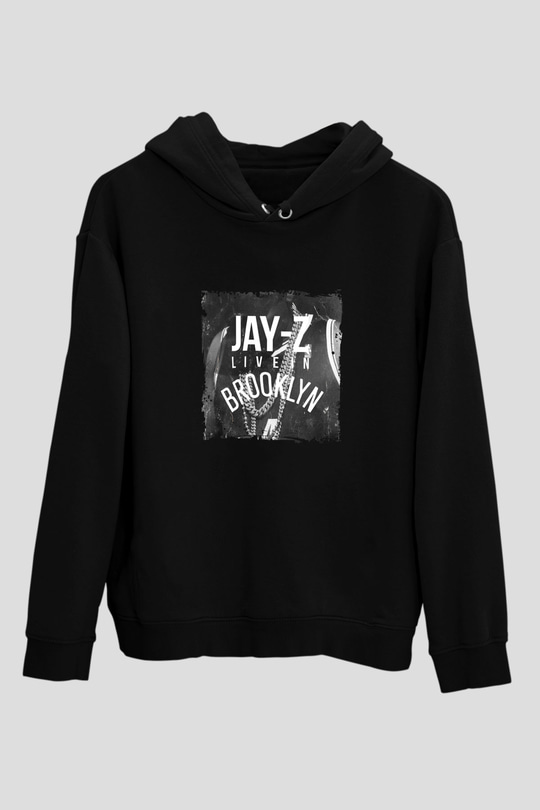 Jay-Z Baskılı Unisex Siyah Hoodie