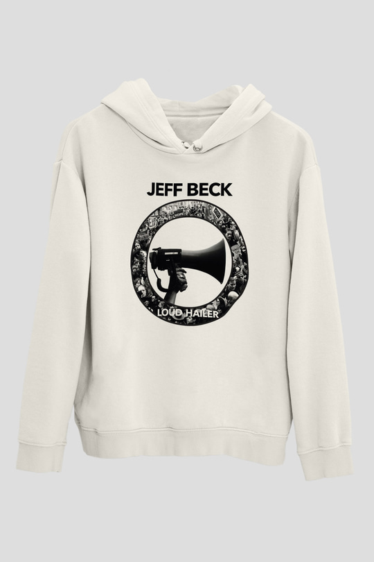 Jeff Beck Beyaz Unisex Kapşonlu Sweatshirt