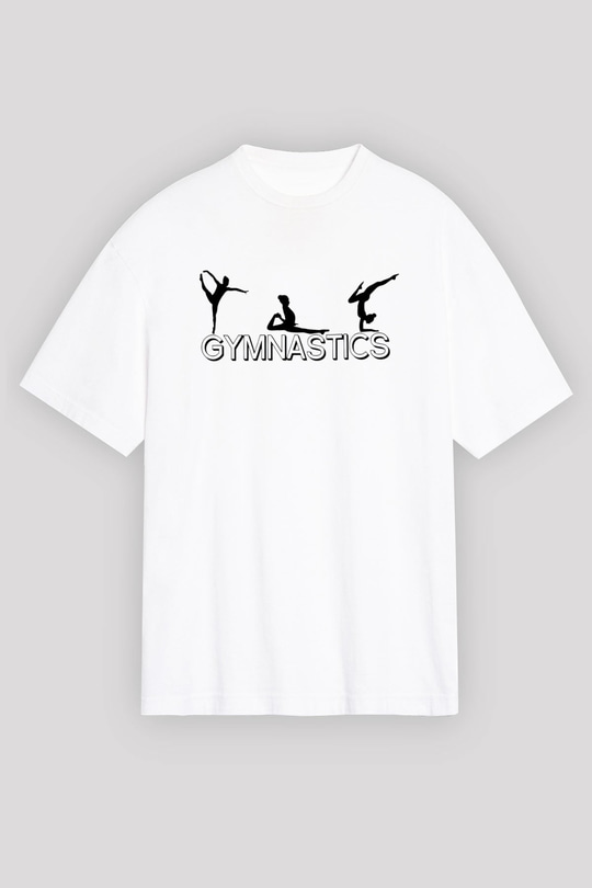 Jimnastik Beyaz Unisex Oversize Tişört T-Shirt