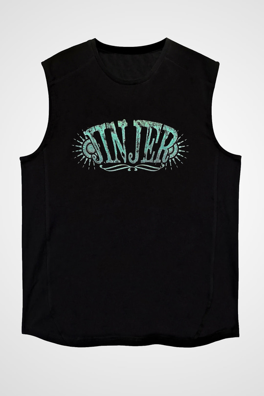 Jinjer Baskılı Unisex Siyah Kolsuz Tişört - Tshirt
