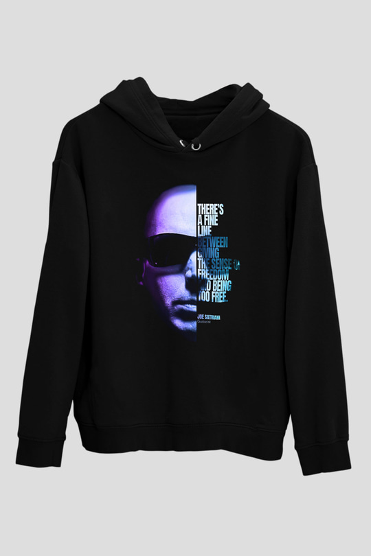 Joe Santriani Baskılı Unisex Siyah Kapüşonlu Sweatshirt