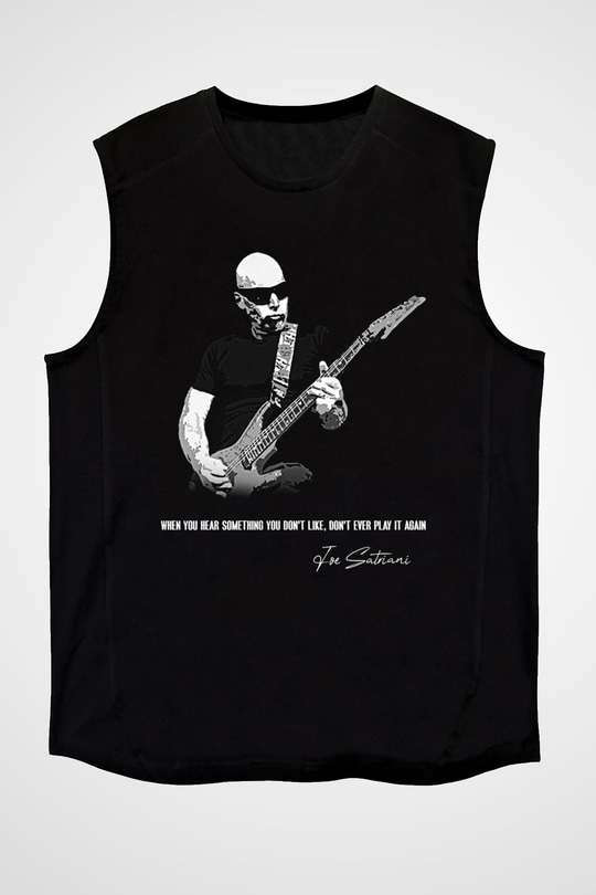 Joe Santriani Baskılı Unisex Siyah Kolsuz Tişört - Tshirt