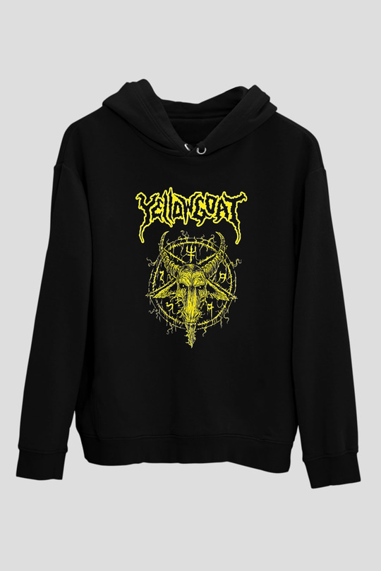 Joel Grind Baskılı Unisex Siyah Kapüşonlu Sweatshirt