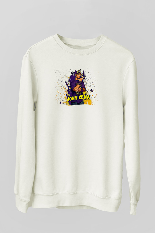 John Cena Baskılı Beyaz Unisex Sweatshirt