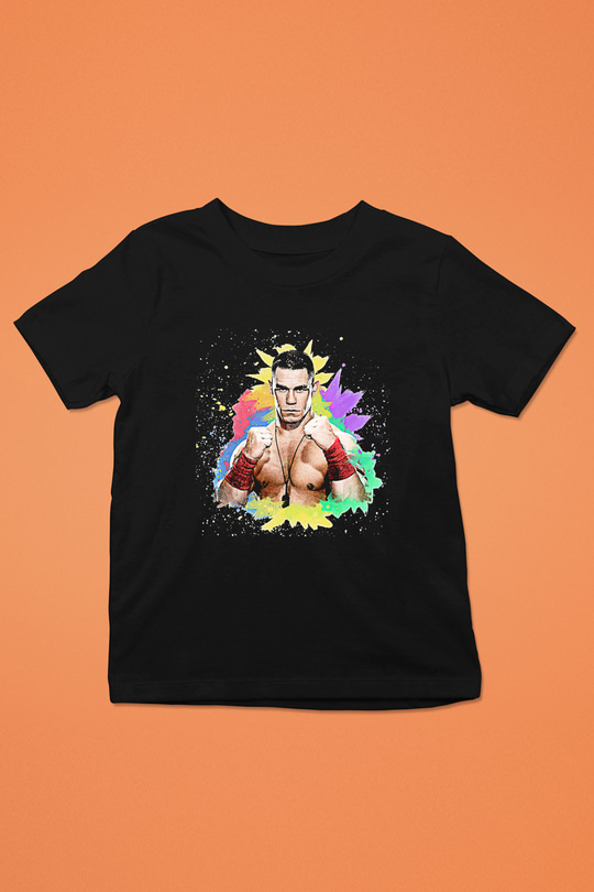 John Cena Baskılı Unisex Siyah Çocuk Tişört - Tshirt