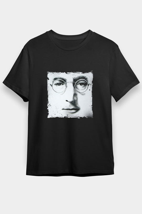John Lennon Baskılı Unisex Siyah Tişört