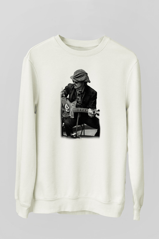 Johnny Depp Beyaz Unisex Sweatshirt