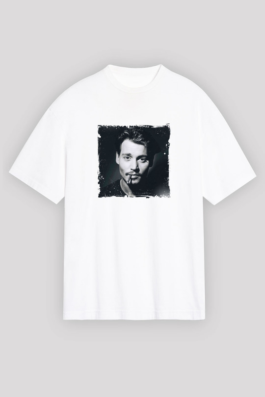 Johnny Depp Unisex Baskılı Beyaz Tişört