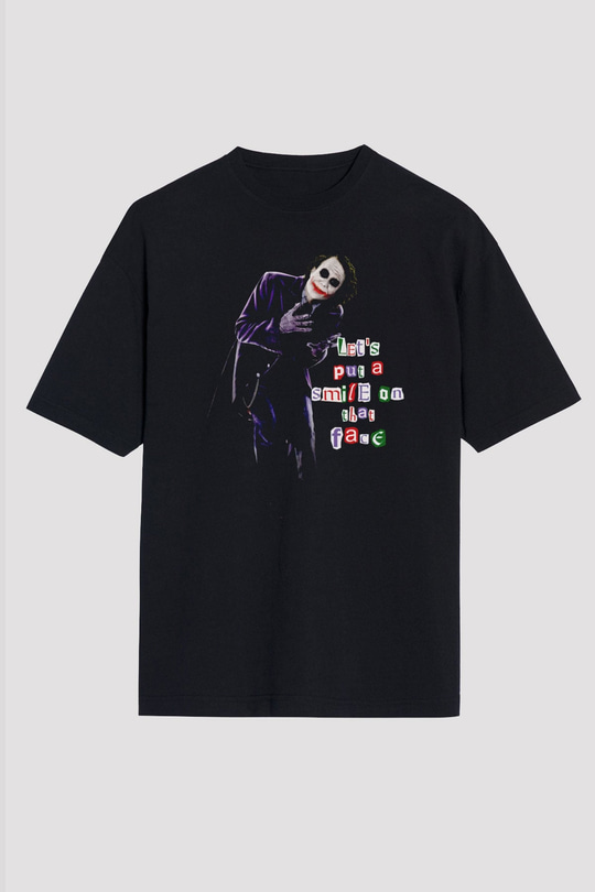 Joker Baskılı Unisex Siyah Tişört
