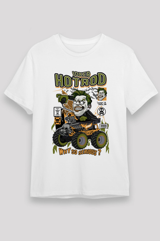 Joker Hotrod Baskılı Unisex Beyaz Tişört