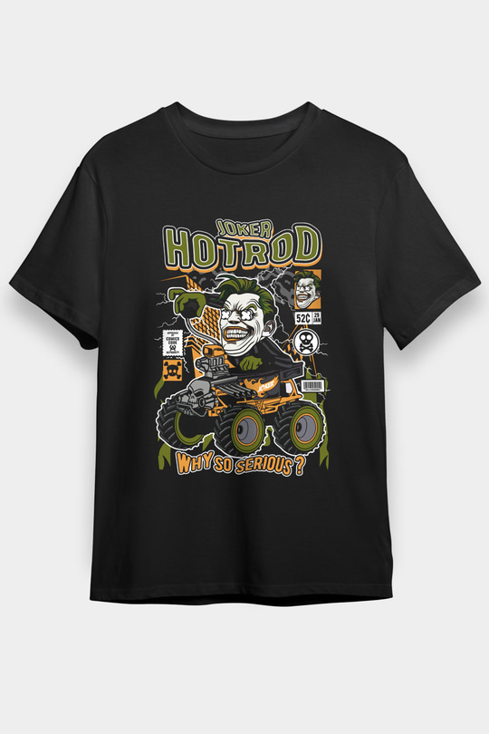 Joker Hotrod Baskılı Unisex Siyah Tişört