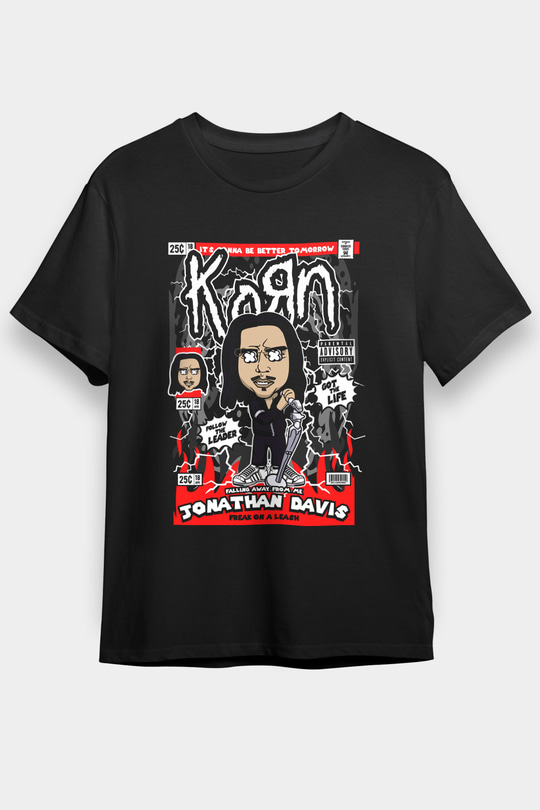 Jonathan Davis KoRn Baskılı Unisex Siyah Tişört