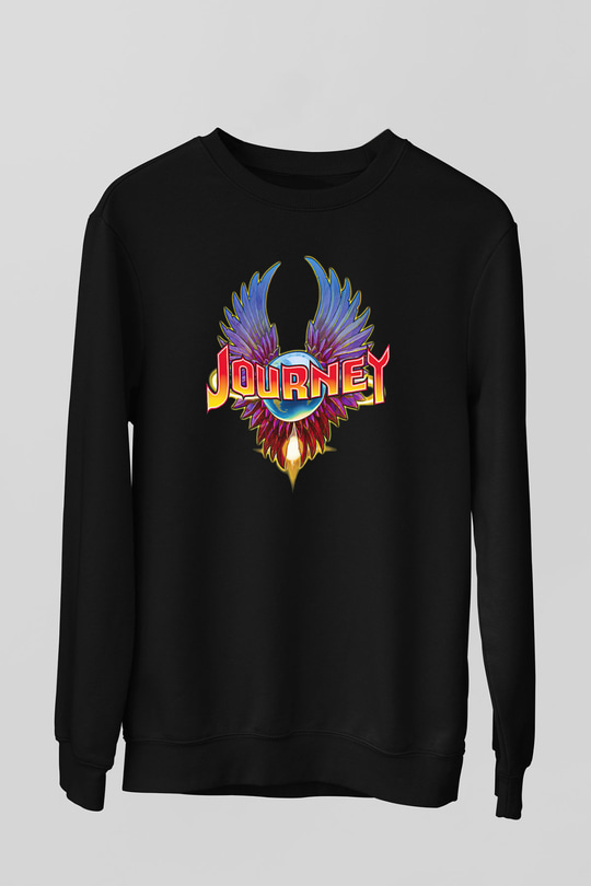 Journey Baskılı Unisex Siyah Sweatshirt