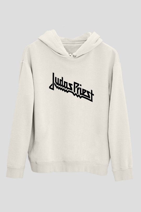 Judas Priest Beyaz Unisex Kapşonlu Sweatshirt