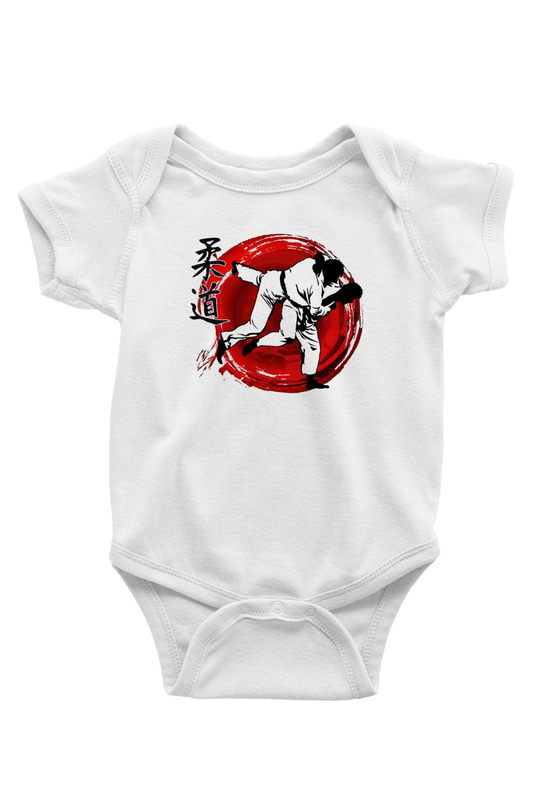 Judo Baskılı Beyaz Unisex Bebek Body - Zıbın
