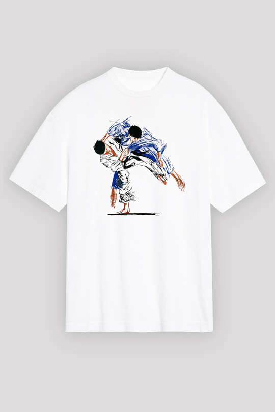 Judo Beyaz Unisex Oversize Tişört T-Shirt