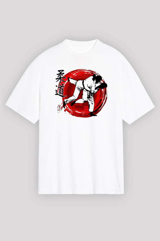 Judo Beyaz Unisex Oversize Tişört T-Shirt