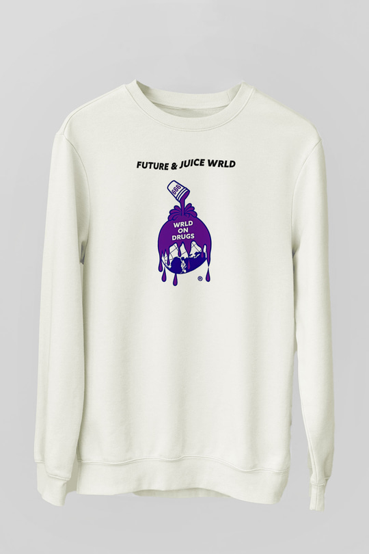 Juice Wrld Baskılı Beyaz Unisex Sweatshirt
