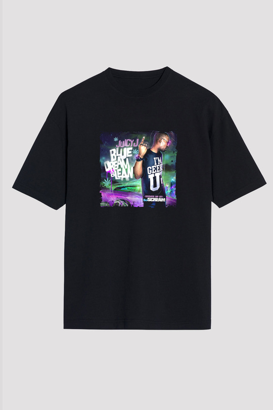 Juicy J Baskılı Unisex Oversize Siyah Tişört