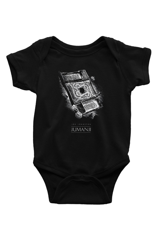 Jumanji Baskılı Unisex Siyah Bebek Body - Zıbın