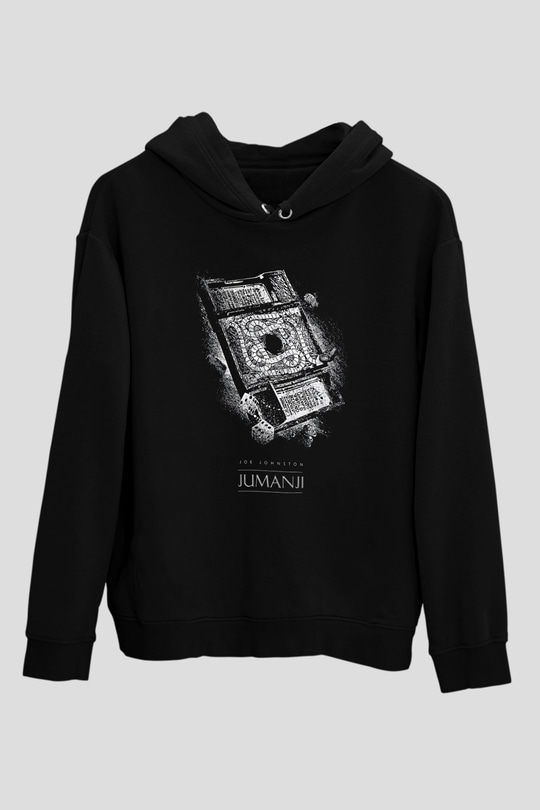 Jumanji Baskılı Unisex Siyah Hoodie