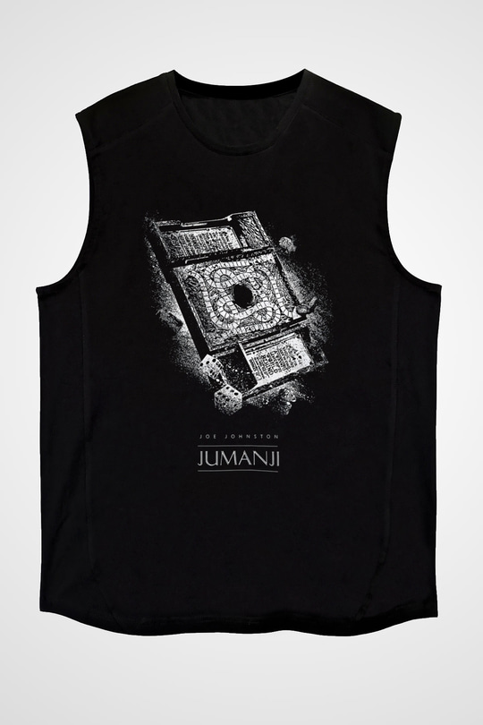 Jumanji Baskılı Unisex Siyah Kolsuz Tişört - Tshirt