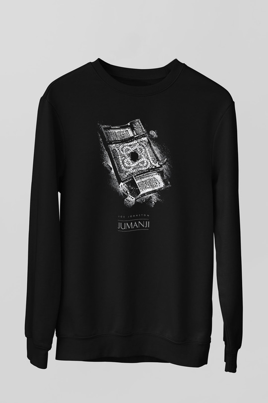 Jumanji Baskılı Unisex Siyah Sweatshirt