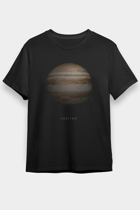 Jüpiter Gezegeni Baskılı Unisex Siyah Tişört - Tshirt