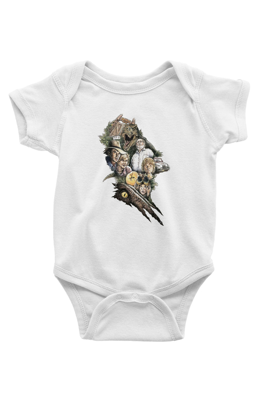 Jurassic Park Baskılı Beyaz Unisex Bebek Body - Zıbın