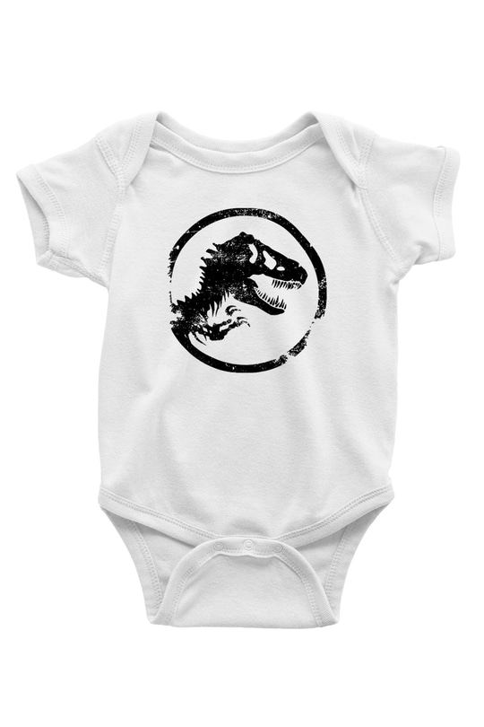 Jurassic Park Baskılı Beyaz Unisex Bebek Body - Zıbın