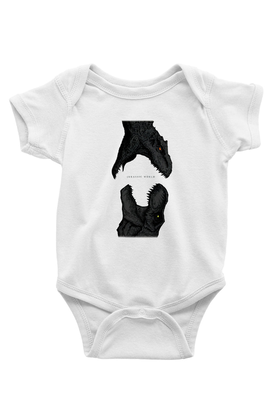 Jurassic Park Baskılı Beyaz Unisex Bebek Body - Zıbın
