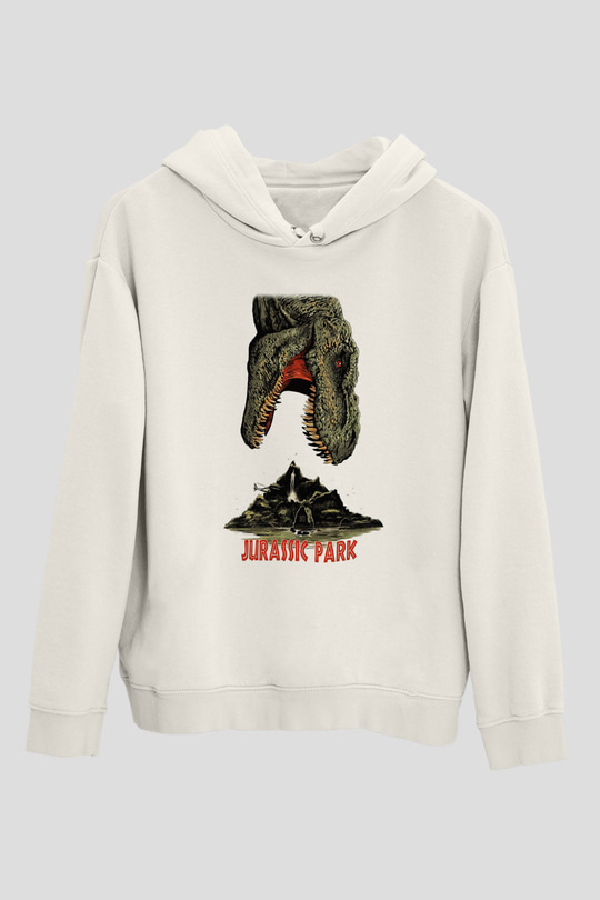Jurassic Park Beyaz Unisex Hoodie