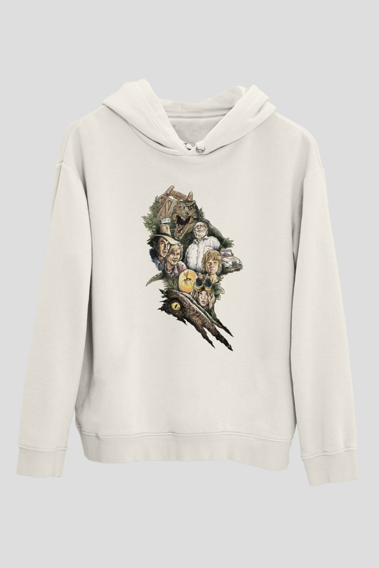 Jurassic Park Beyaz Unisex Hoodie
