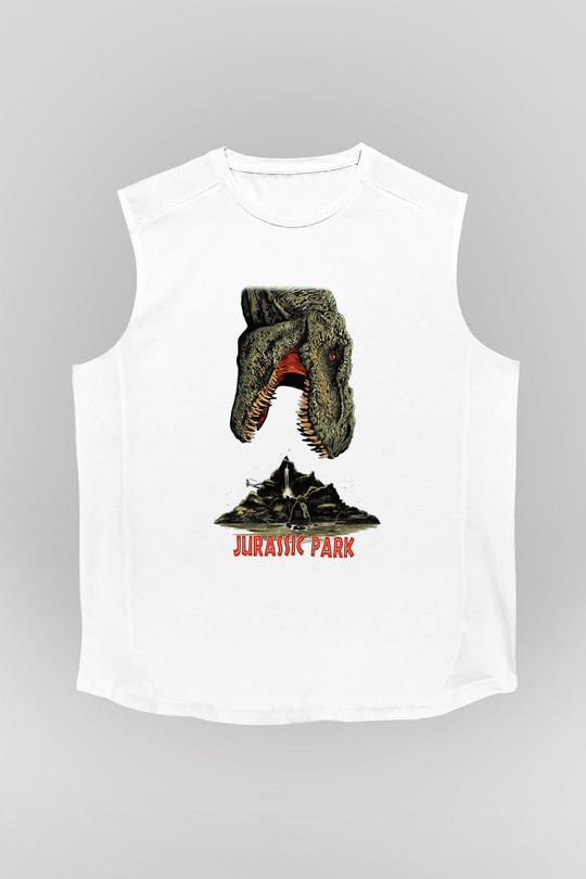Jurassic Park Beyaz Unisex Kolsuz Tişört