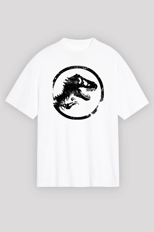 Jurassic Park Beyaz Unisex Oversize Tişört T-Shirt