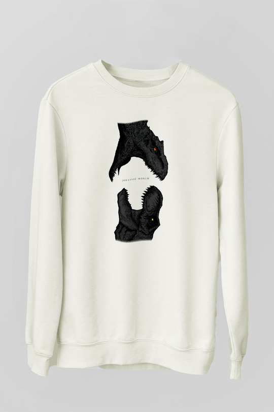 Jurassic Park Beyaz Unisex Sweatshirt