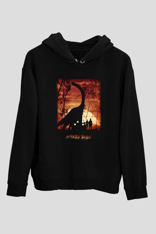 Jurassic Park Siyah Unisex Hoodie